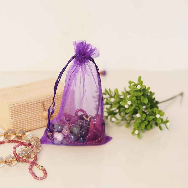 HRX Package 100pcs Organza Bags, 4 x 6 inches Christmas Wedding Favors Gift Drawstring Bags Jewelry Pouches Candy Pouches(Purple) - Image 5
